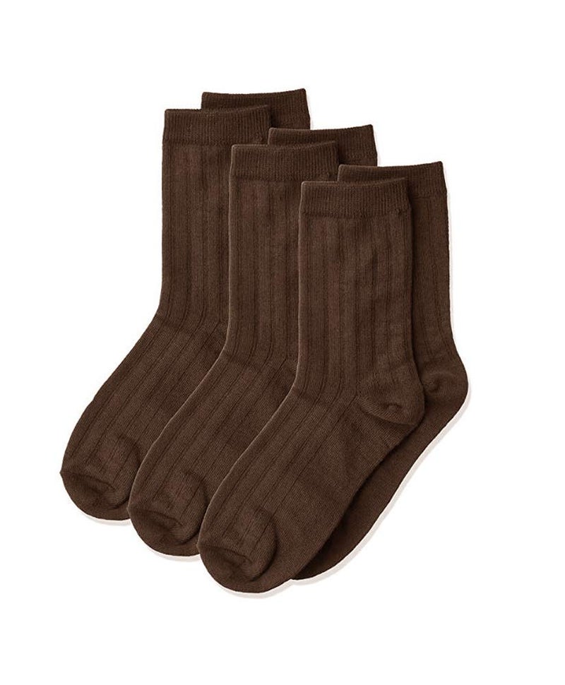 Jefferies Socks Big Boys' Rib 3 Pair Pack Crew Socks, Chocolate, Large - Image 1